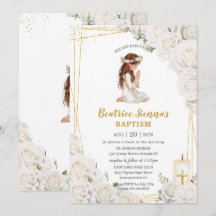 Weiße Blumentaufe Christening Praying Girl