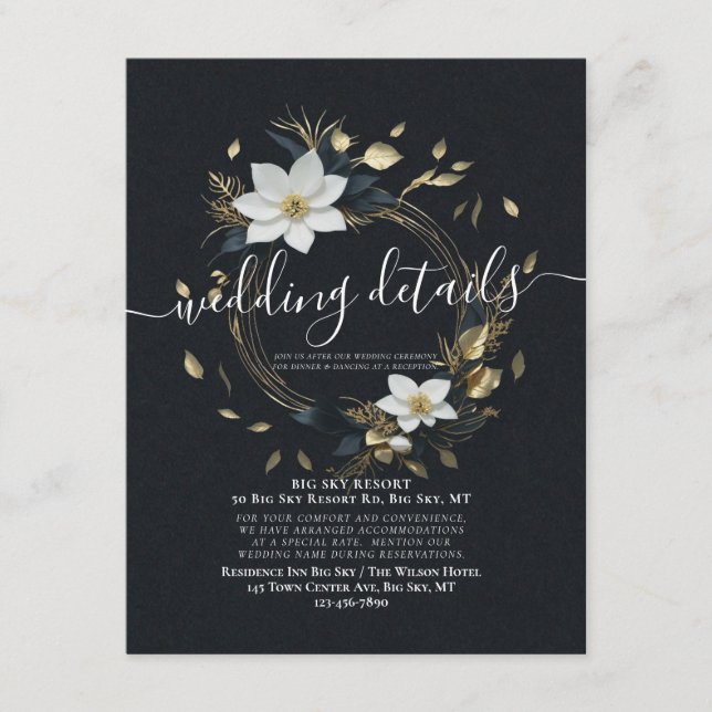 Weiße Blumenzwiebelzange Hochzeitsdetails Foto Begleitkarte (Vorderseite)