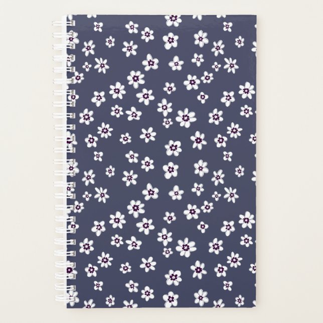 Weiße Blüte auf denim blauen Planer (Vorderseite)