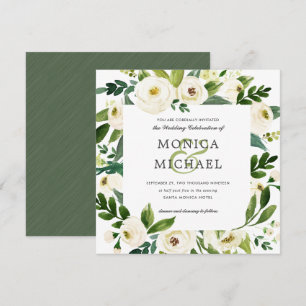 Weiße Blüte Botanische Hochzeit mit Flora Einladung