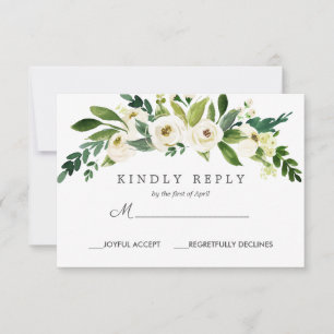 Weiße Blüte   Chic Floral Wedding Response UAWG RSVP Karte
