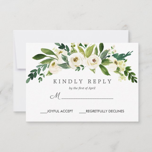 Weiße Blüte | Chic Floral Wedding Response UAWG RSVP Karte (Vorderseite)