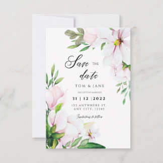Weiße Blüte Grün Magnolienstil RSVP Karte