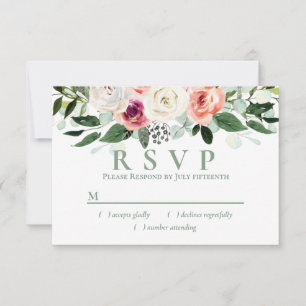 Weiße Blüte Pfirsichfarben UAWG RSVP Karte
