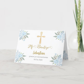 Weiße Blüte Taufe spanisch Dankeskarte