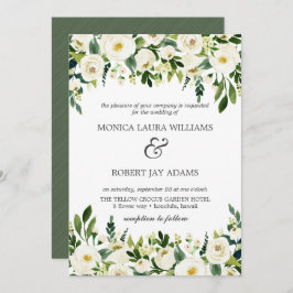 Weiße Blüte | Weiße Blume rustikale Hochzeit Einladung