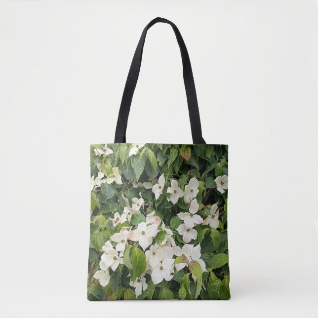 Weiße Blüten Botanik-Tasche (Vorderseite)