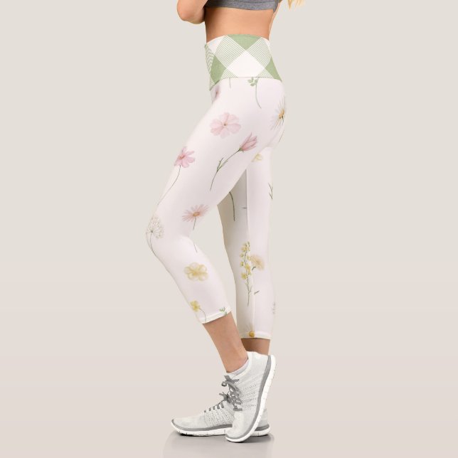 Weiße Blüten Capri Leggings (Links)
