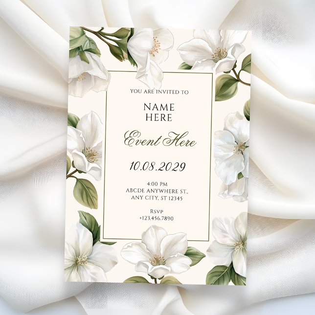 Weiße Blüten elegant Einladung (Von Creator hochgeladen)