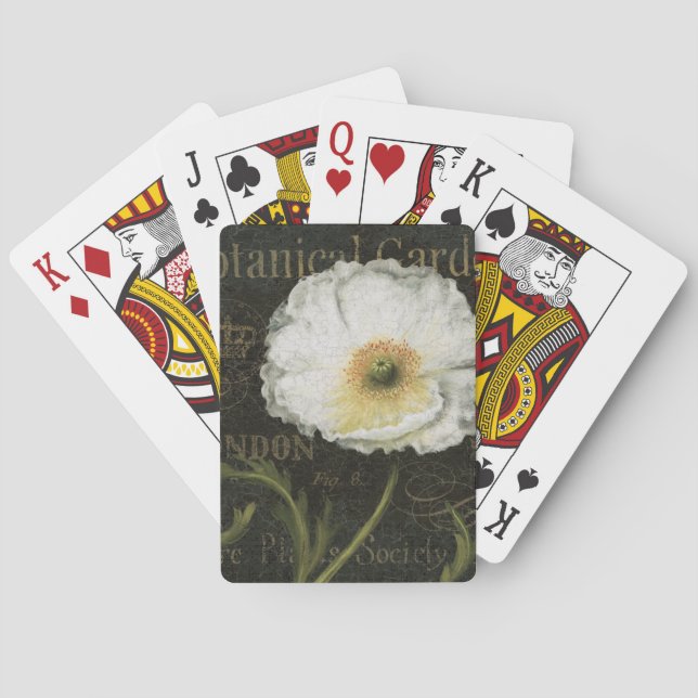 Weiße Blüten und Blätter Spielkarten (Rückseite)