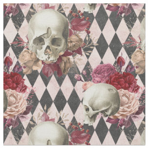 Weiße Blüten und hellrosa, kariert Stoff
