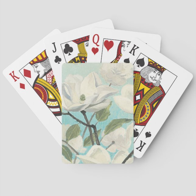 Weiße Blüten vom Süden Spielkarten (Rückseite)