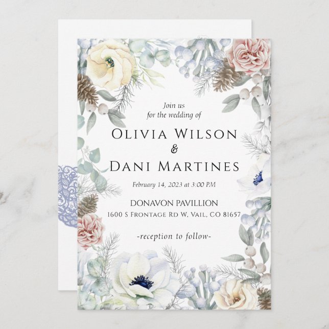 Weiße Blütenblüte Blütennatur Einladung Hochzeit (Vorne/Hinten)