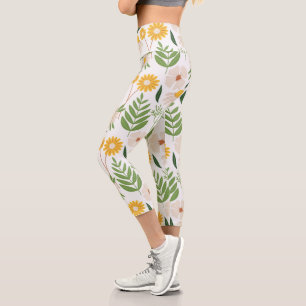 Weiße Blütennatur Hochwaisted Capris