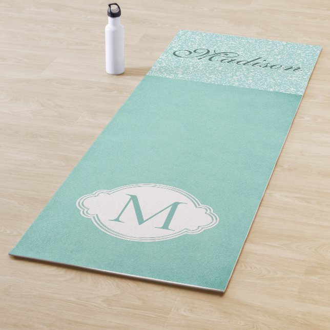 Weiße Blütenpastel Trendy Monogram Yogamatte (Beispiel)