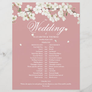 Weiße Blütenstaub-Hochzeitsplan-Zeitachse Dusty Ro