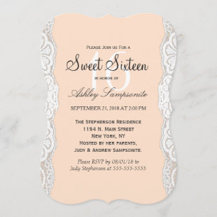 Weiße Blütezeit auf Peachy Beige Einladung