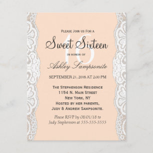 Weiße Blütezeit auf Peachy Beige Einladung