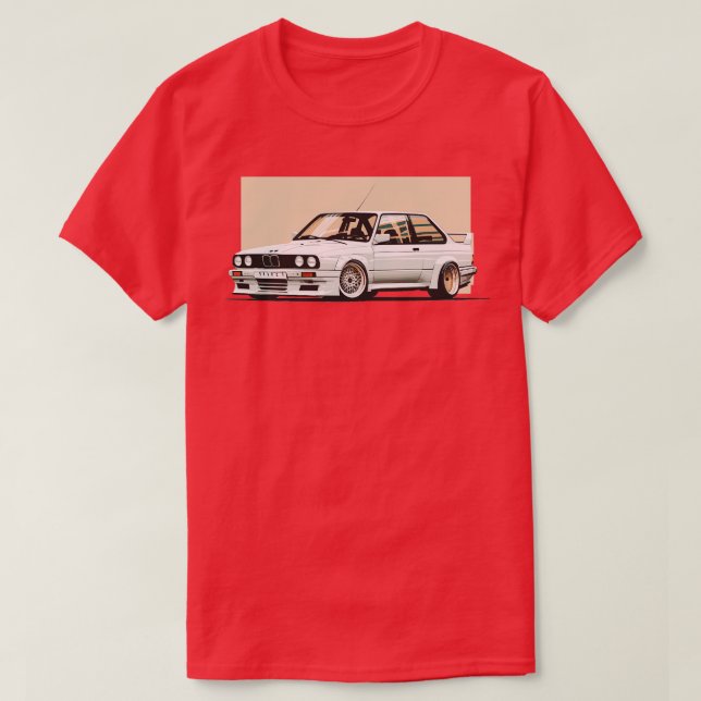 Weiße BMW m3 e30 T-Shirt (Design vorne)
