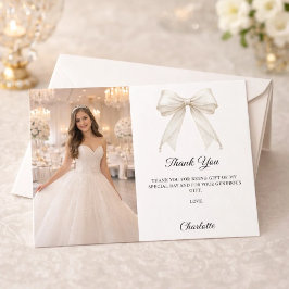Weiße Bogen-Foto-Perlen Mädchen Sweet 16 Dankeskarte