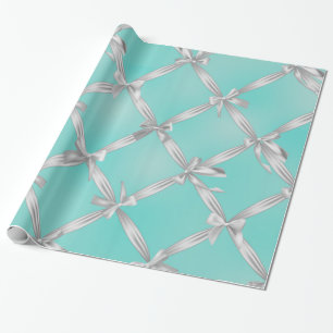 Weiße Bögen Türkis-Rotkehlchen-Ei-Blau-Brautparty Geschenkpapier