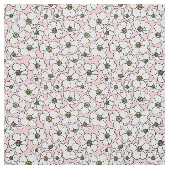 Weiße Boho-Blumen auf Rosa Stoff (Muster)