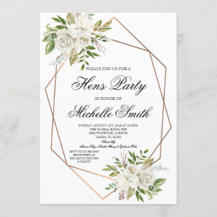Weiße Boho-Blumen-Geometrie-Henne-Party Einladung