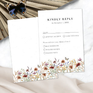 Weiße Boho-Blumen-RSVP-Karte RSVP Karte