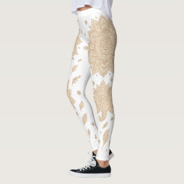 Weiße Boho Mandala Minimalistische Yoga Leggings
