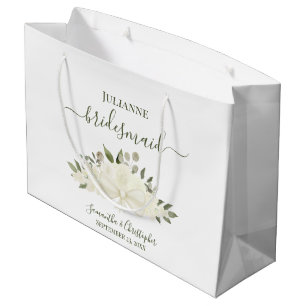 Weiße Boho-Rosen und -Blüten Hochzeitsbrautjungfer Große Geschenktüte