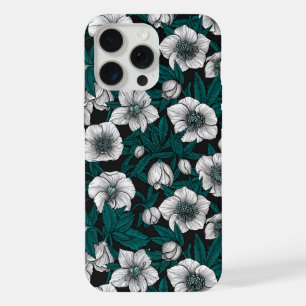 Weiße Bohrer mit blauen Blätter iPhone 15 Pro Max Hülle