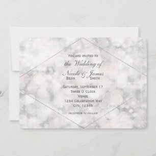 Weiße Bokeh-Licht elegante Glamour-Hochzeitseinlad Einladung