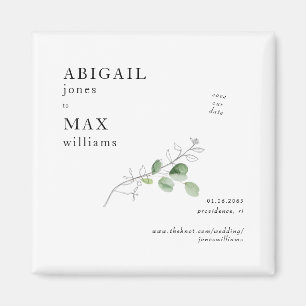 Weiße botanische Hochzeit - Rettet unser Datum Magnet