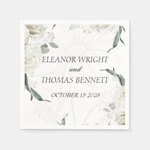 Weiße botanische Hochzeitspapier-Servietten mit fl Serviette