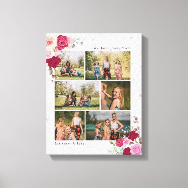 Weiße botanische Mama 6 FotoCollage Leinwanddruck (Vorderseite)