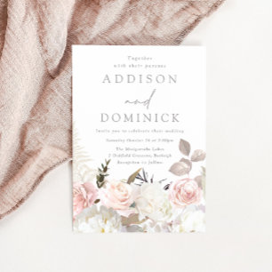 Weiße botanische Rose während der Hochzeiten Einladung