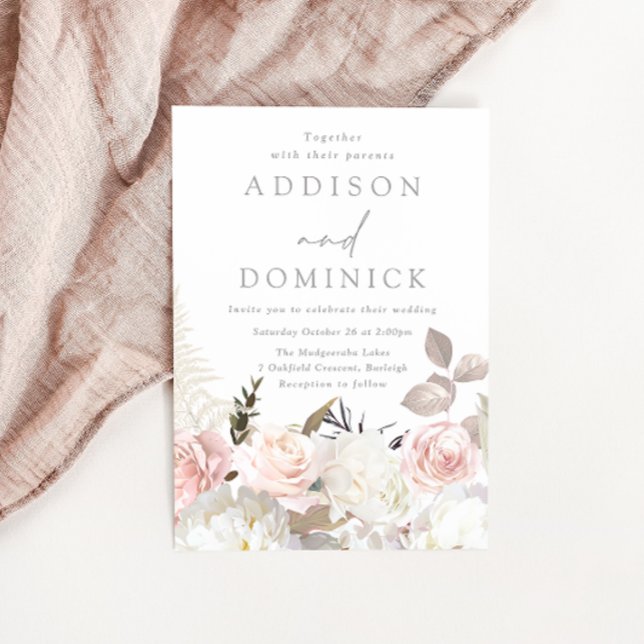 Weiße botanische Rose während der Hochzeiten Einladung (Von Creator hochgeladen)