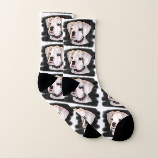 Weiße Boxer-Hündchensocken Socken (Paar)