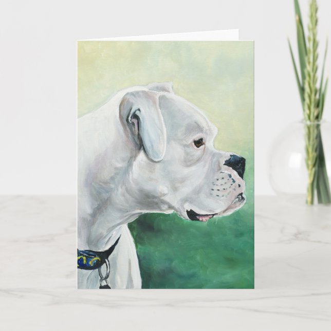 Weiße Boxer-Hundekunst-Gruß-Karte Karte (Vorderseite)