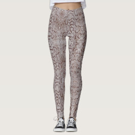 Weiße Braune Anaconda Snakeskin Leggings