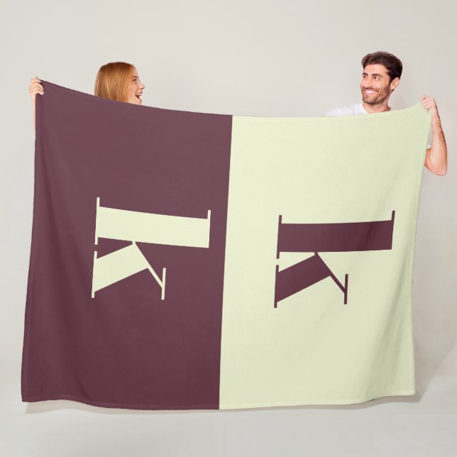 Weiße & braune anfangs personalisierte  fleecedecke (Beispiel)