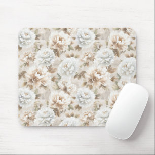 Weiße Braune Blumen Mousepad
