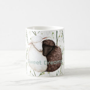 Weiße Braune Schaf Blumen Kaffeetasse