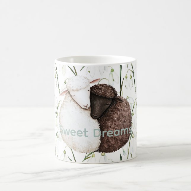 Weiße Braune Schaf Blumen  Kaffeetasse (Mittel)