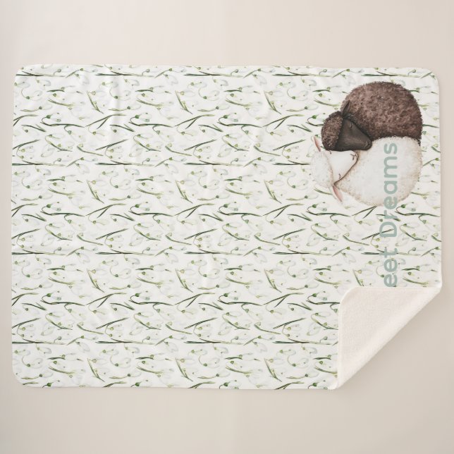 Weiße Braune Schaf Blumen  Sherpadecke (Vorderseite (Horizontal))