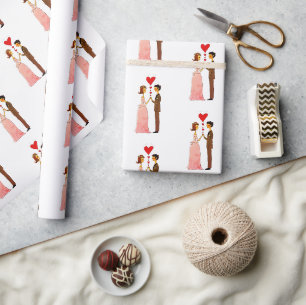 Weiße Braut und Bräutigam in Liebe Hochzeit Geschenkpapier