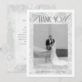 Weiße Brautkleid-Hochzeit im Vintage-Look Dankeskarte