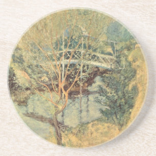 Weiße Brücke von Twachtman, Vintage-Impressionismu Getränkeuntersetzer