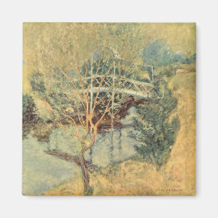 Weiße Brücke von Twachtman, Vintage-Impressionismu Magnet