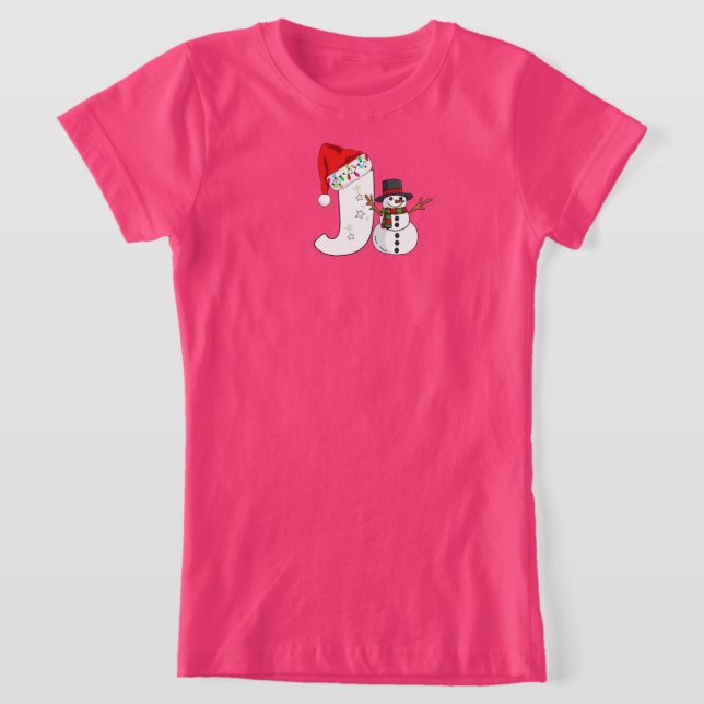 Weiße Buchstabe j Weihnachtsgeschenk  T-Shirt (Ablage )